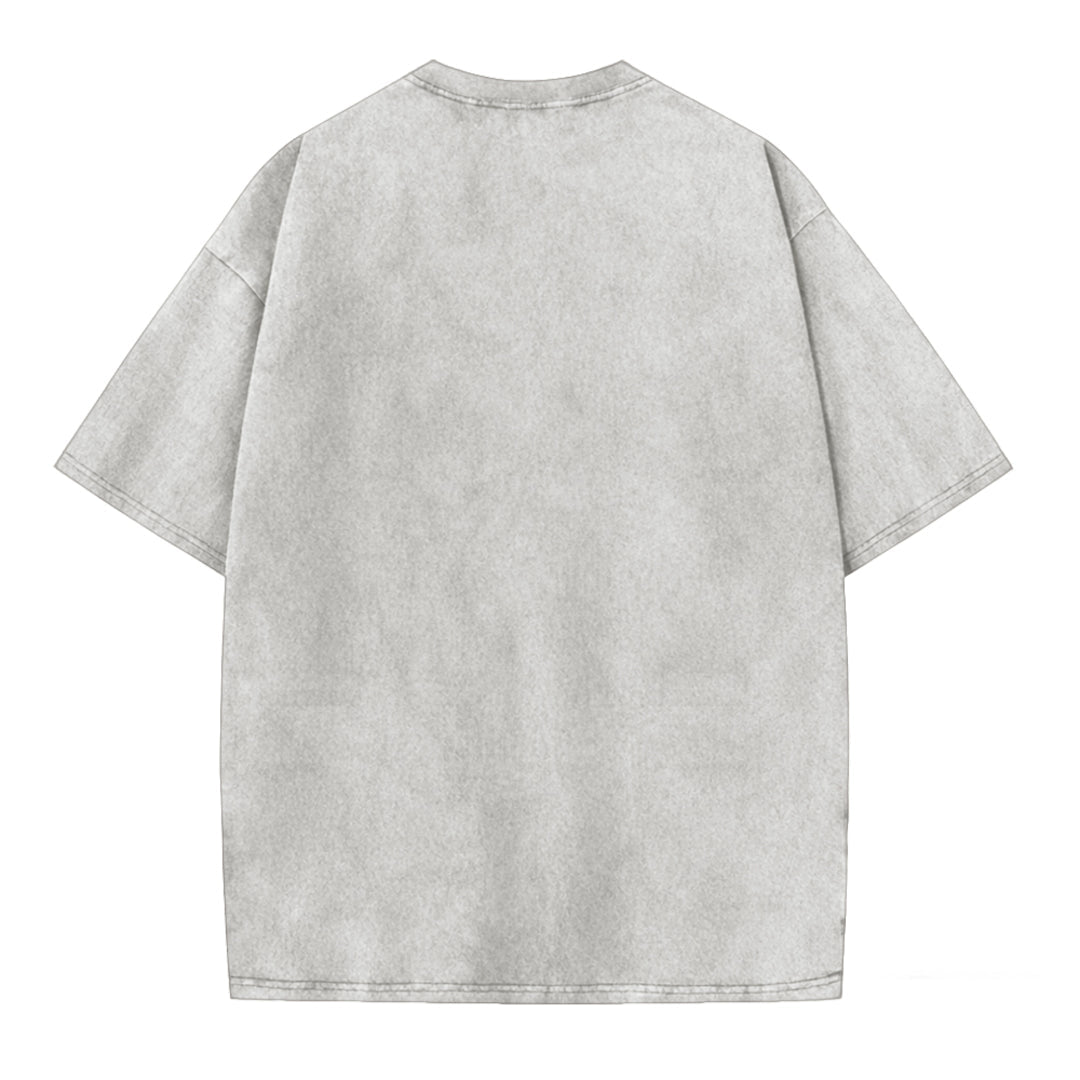 Funny DJ Cat Graphic Washed T-Shirt
